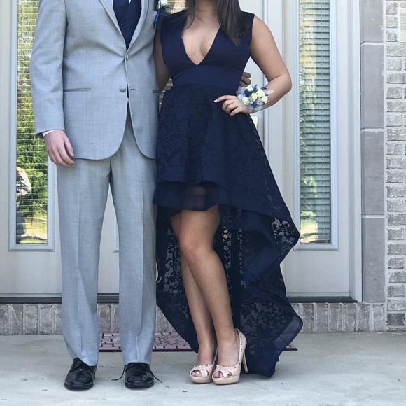 Bronx and Banco Navy High Low Gown - Picture 4 of 6